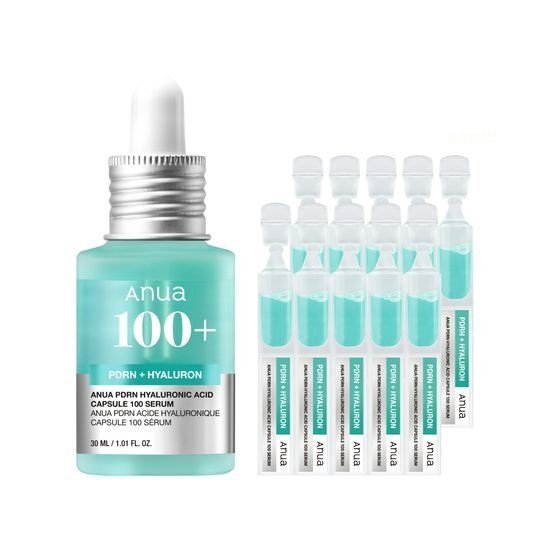 Anua PDRN Hyaluronic Acid Capsule 100 Serum 30ml + ampolas em bisnagas