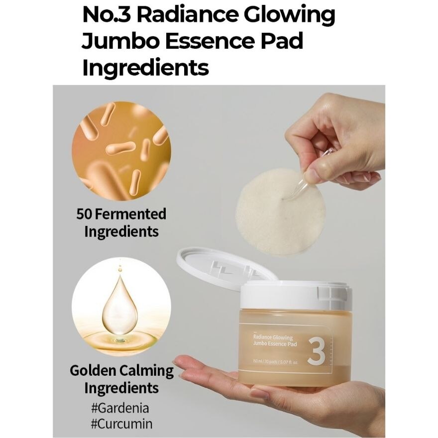 NUMBUZIN - no.3 RADIANCE GLOWING JUMBO ESSENCE PAD 150ml